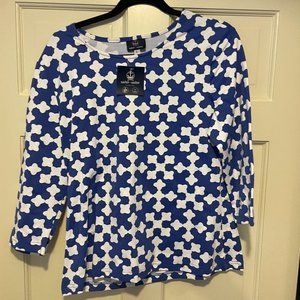 NWT! Sailor Sailor blue and white top, size M